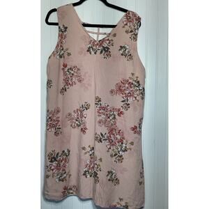 Maurice Pink Floral Sleeveless V-neck Dress Size XLarge